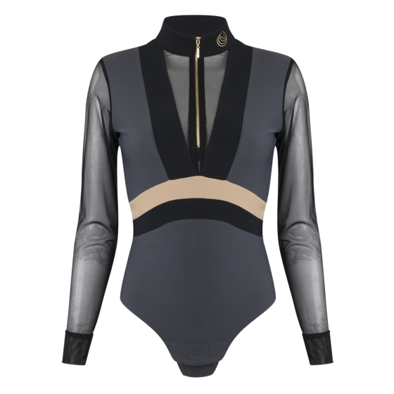 PREMIUM riding bodysuit graphite/black - product photo, riding bodysuits by HORSE Spirit