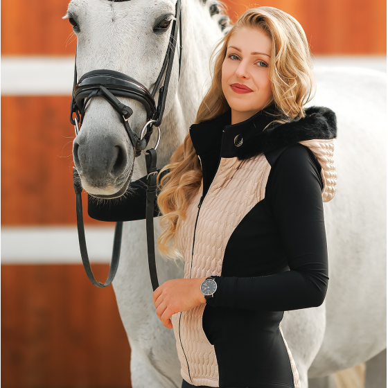 Jezdecká vesta béžovo černá - produktová fotografie, jezdecké vesty a bundy HORSE Spirit