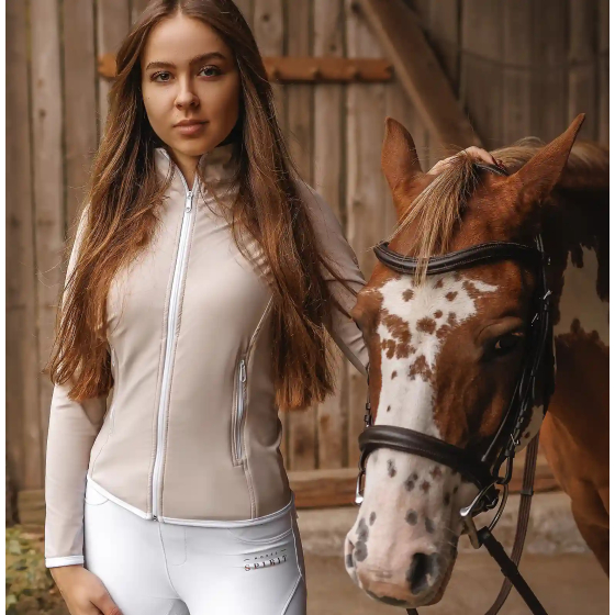 Equestrian hoodie beige - product photo, horse riding clothes by HORSE Spirit