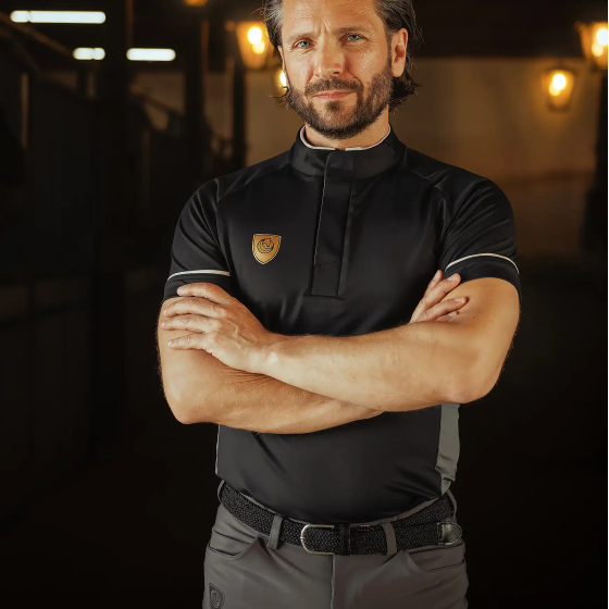 POLO shirt Black - product photo, horse riding clothes by HORSE Spirit
