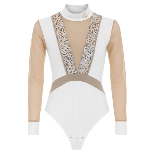 PREMIUM jazdecké body biele leopard bez rukávov | HORSE SPIRIT