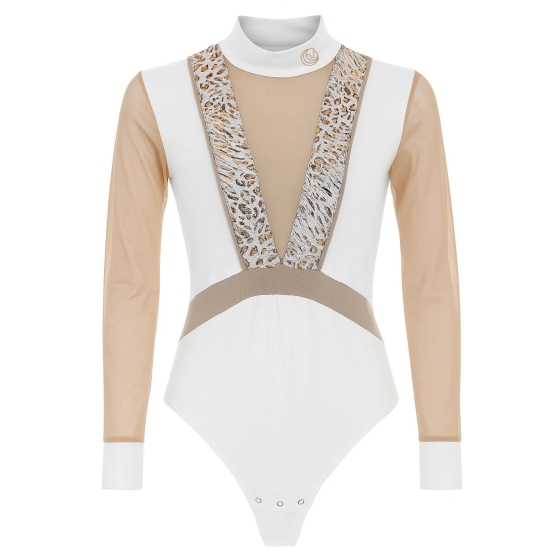 PREMIUM jazdecké body biele leopard bez rukávov | HORSE SPIRIT