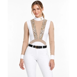 PREMIUM jezdecké body bílé leopard bez rukávů | HORSE SPIRIT