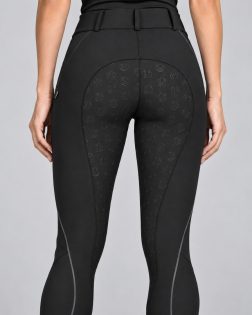 Black full-grip riding leggings – rear view, full-seat grip