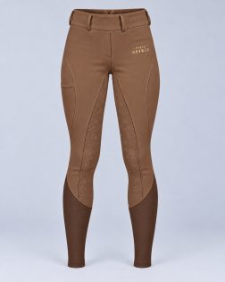 Brown competition riding leggings – front product view